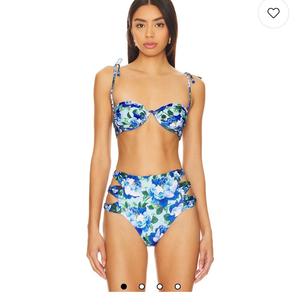 Agua Bendita x Revolve Blue Floral Bikini Set Donna Blue Waves NWT